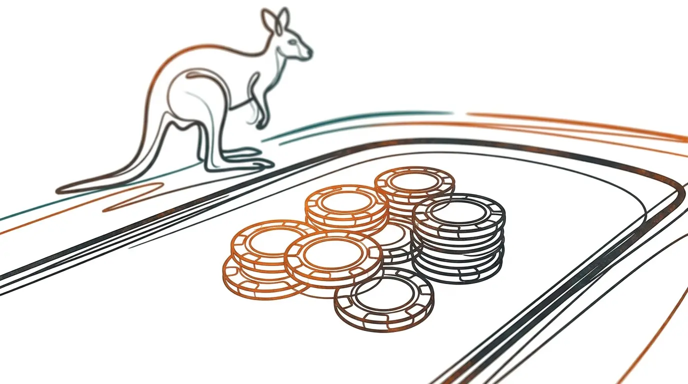 Orange themed poker chips with Australian kangaroo backdrop