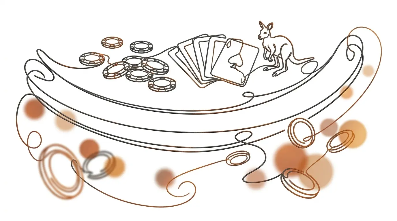 Casino chips and cards with Australian kangaroo symbol