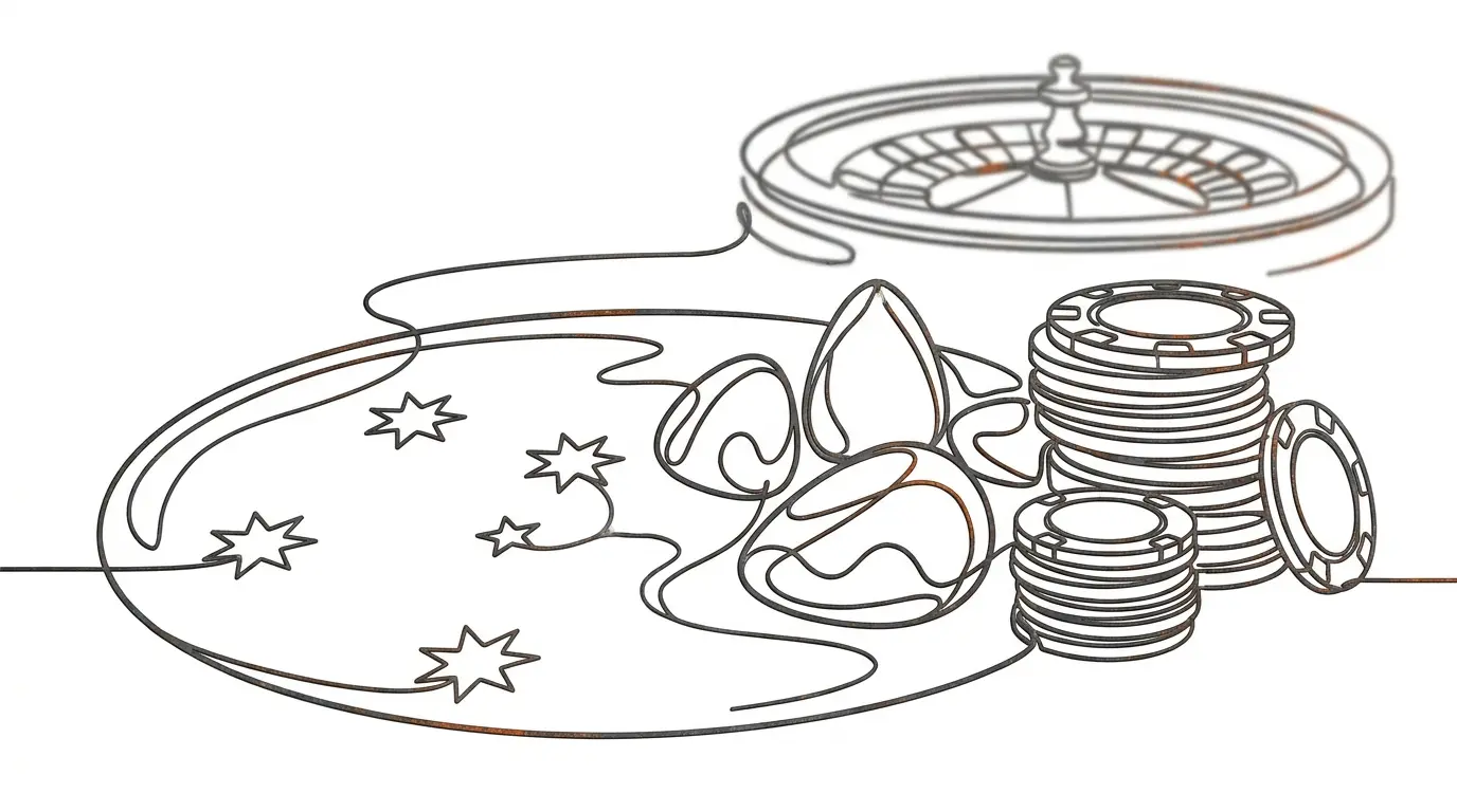 Australian opals with casino chips on gaming table