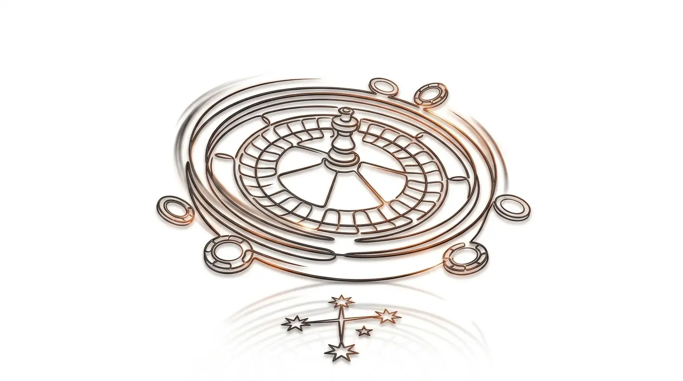 Spinning roulette wheel with Australian Southern Cross motif