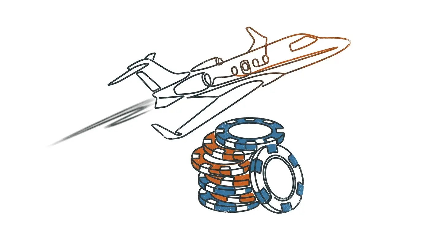 Jet plane soaring above casino chips representing JetX game mechanics