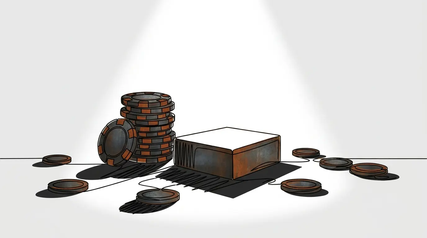 Casino chips and coins arranged around empty platform symbolizing bonus