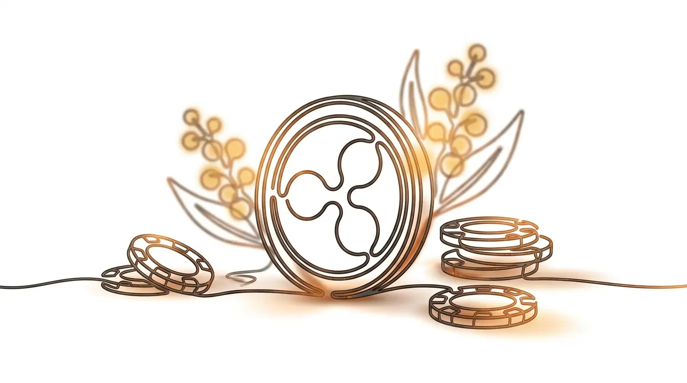 Ripple cryptocurrency coin on casino table with Australian elements