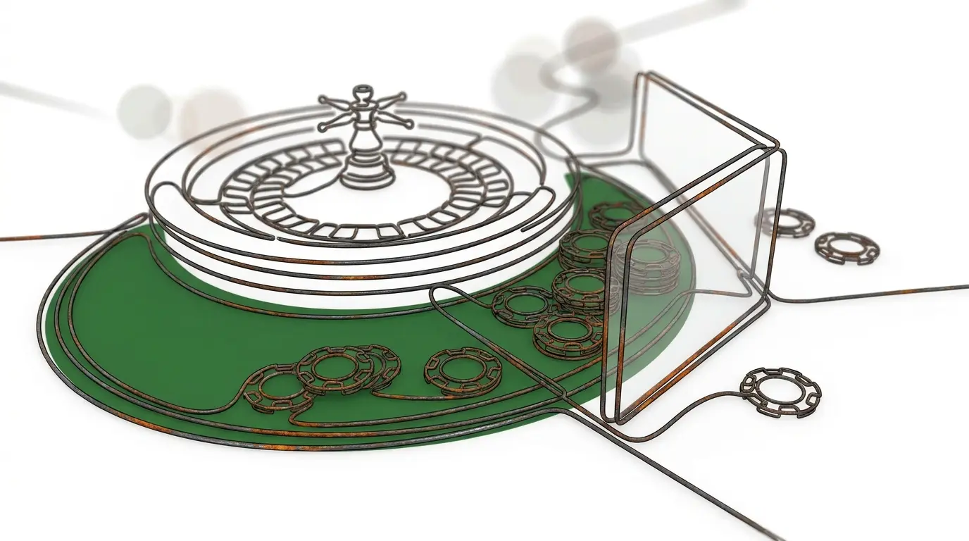 Roulette wheel with chips behind barrier illustrating withdrawal restrictions