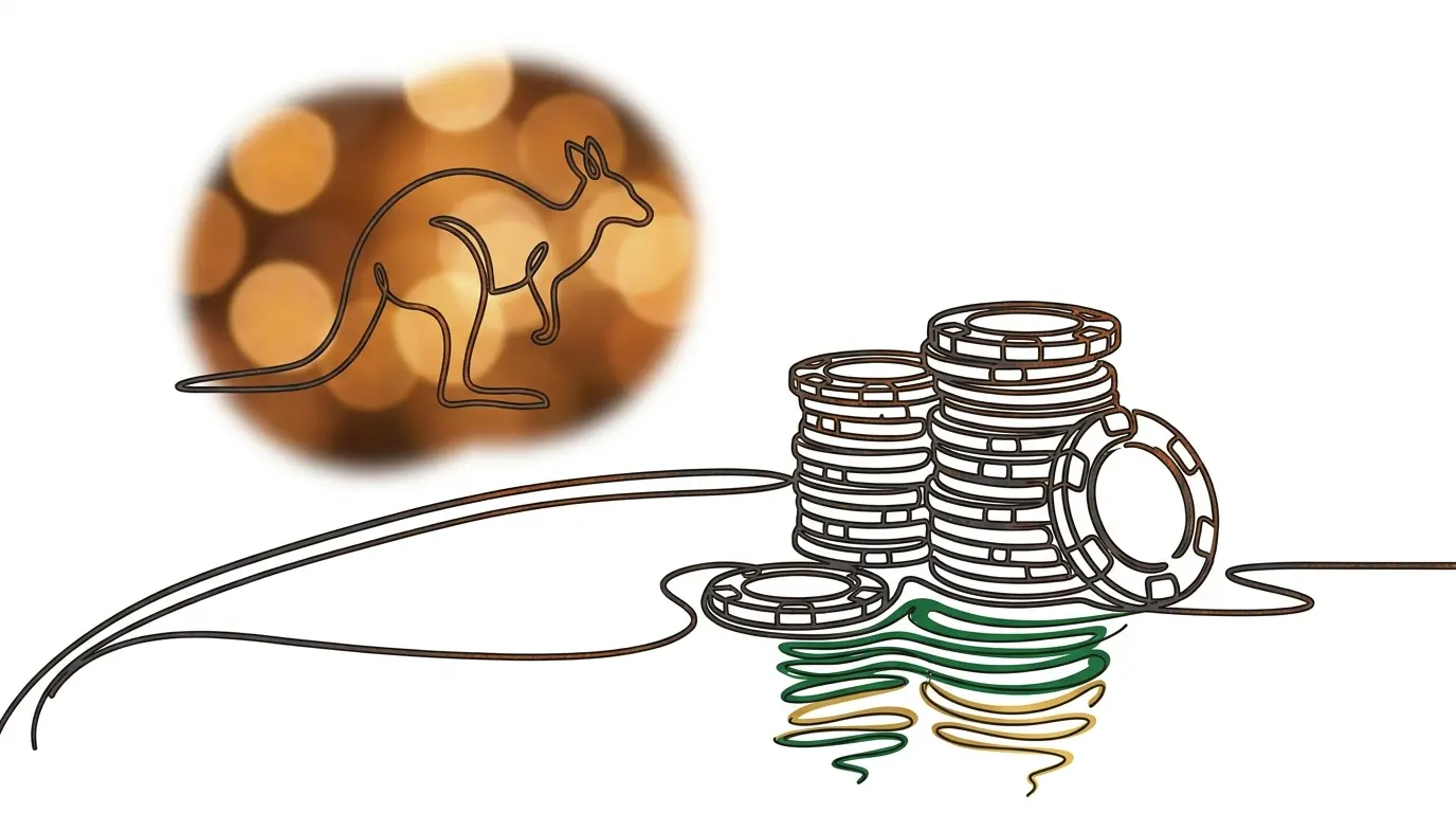 Casino chips with Australian themed colors and kangaroo motif